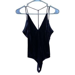 Naked Princess Jordana Bodysuit Charcoal Grey Velvet Size Small NWT